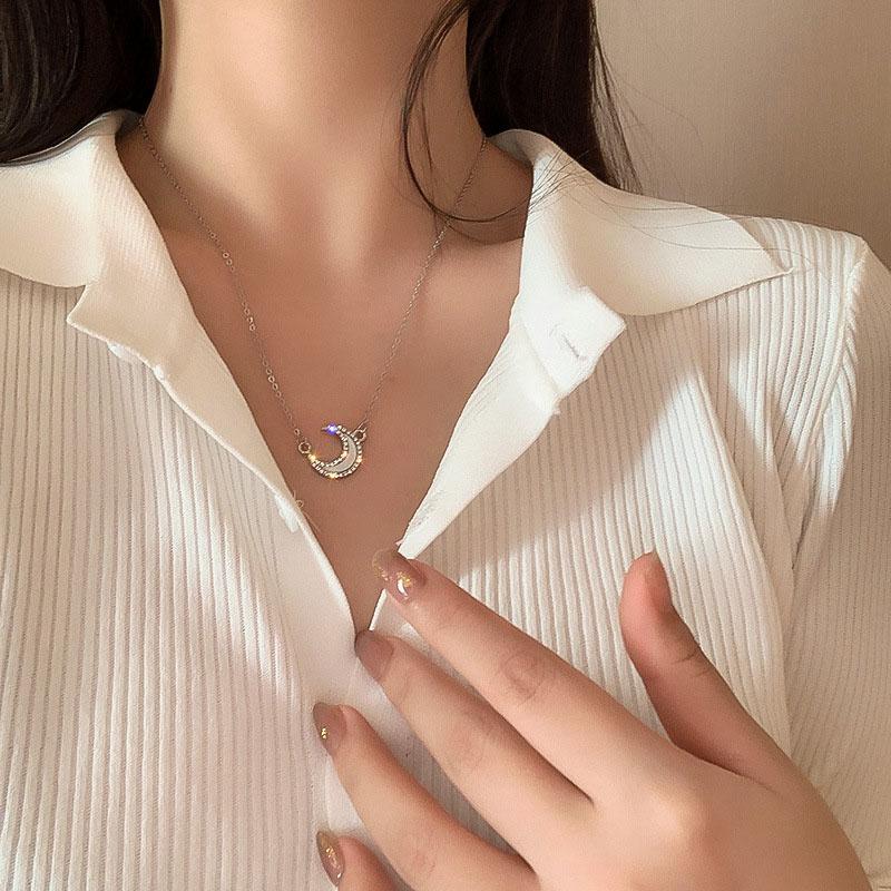 Skanto | Mote Rhinestone Måne Halskjede