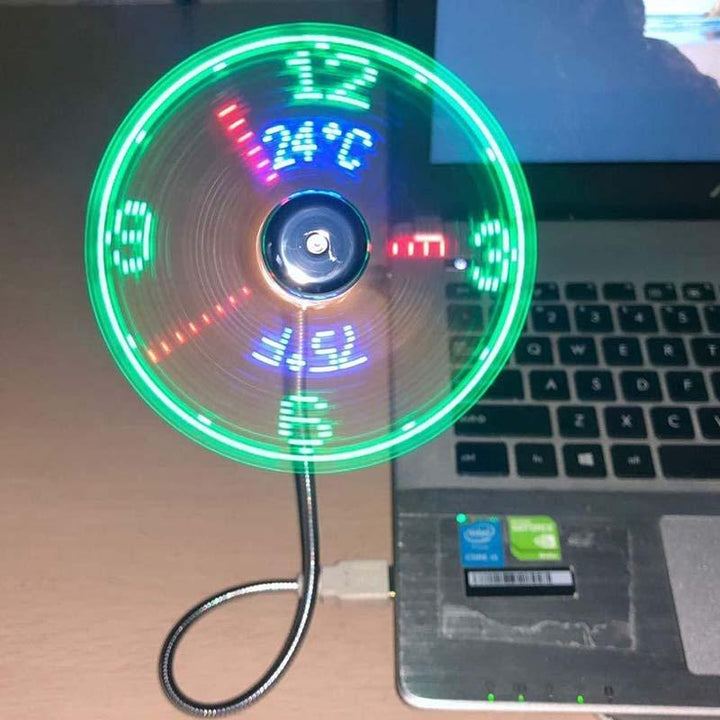 USB-vifte med LED-klokkbelysning | Skanto