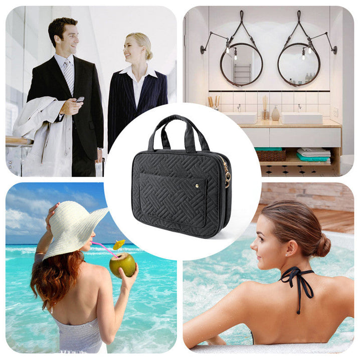 Skanto | Travelique Reiset kosmetikkorganisator | Kompakt & Vannavvisende | Med 4 Rom & 360° Hake | For Kvinner & Menn