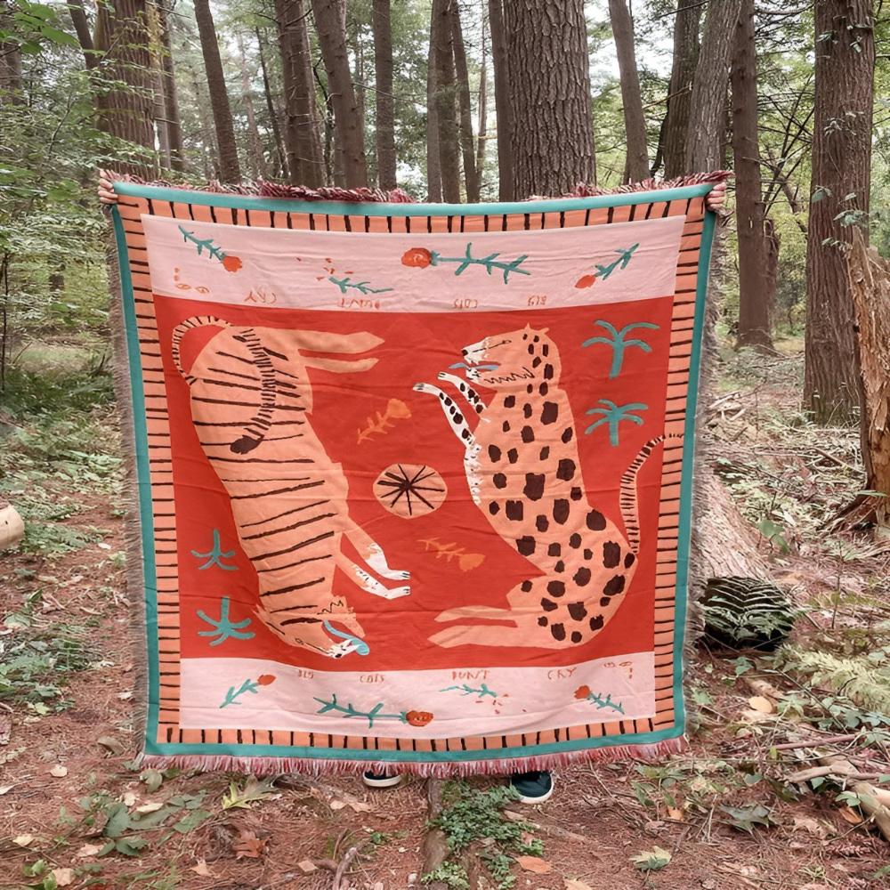 Skanto | Leopard Vevd Frynse Teppe