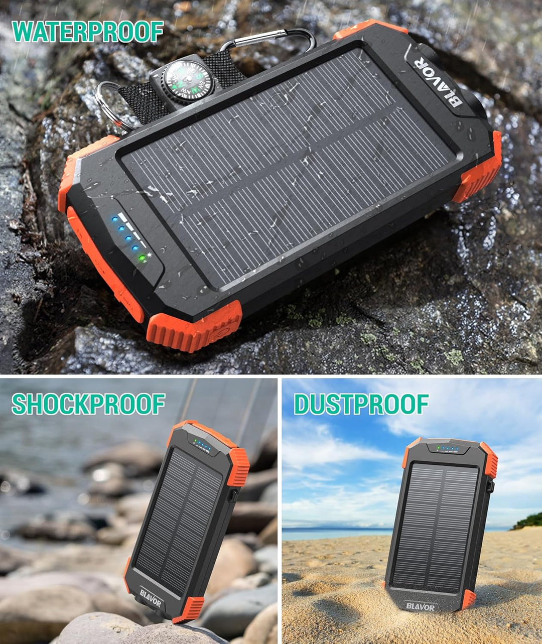 Rivanta Solar-Powerbank Nødlader IPX4 | Skanto