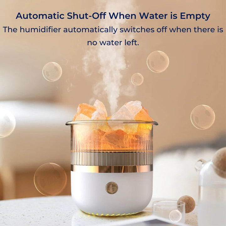 SereniGlow Crystal Salt Fuktighetsgiver | USB Aroma Diffuser – Nattlys & Luftrenser – For Avslapning, Stressreduksjon & Forbedret Luftkvalitet Skanto