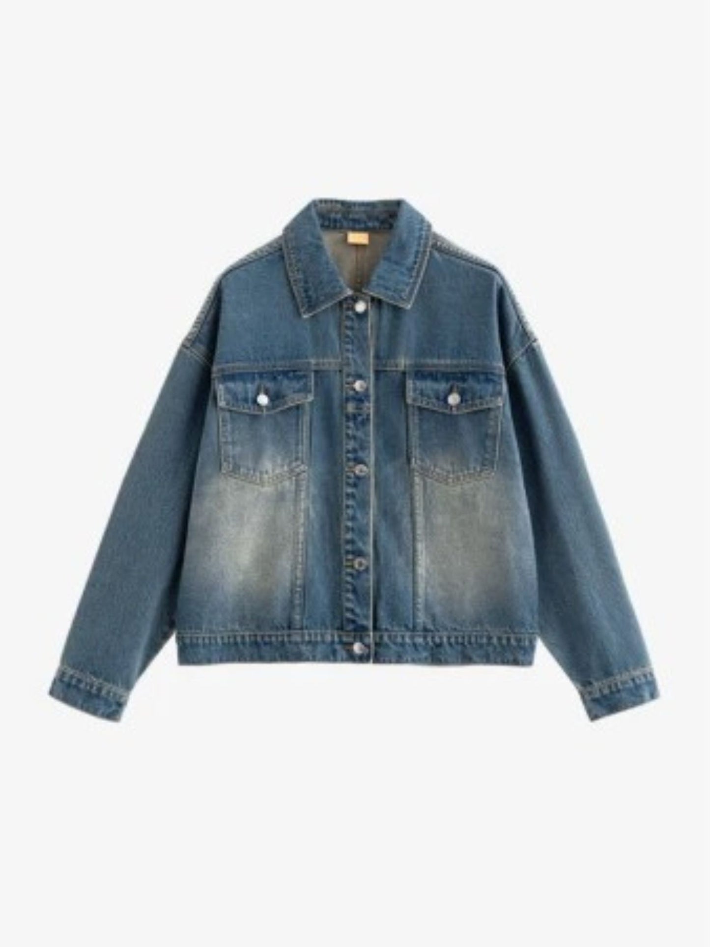 Oversized Denimjakke med Vintagevask