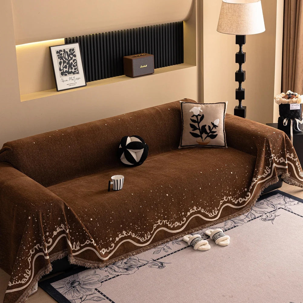 Skanto | Kursive Glitrende Chenille Sofatrekk