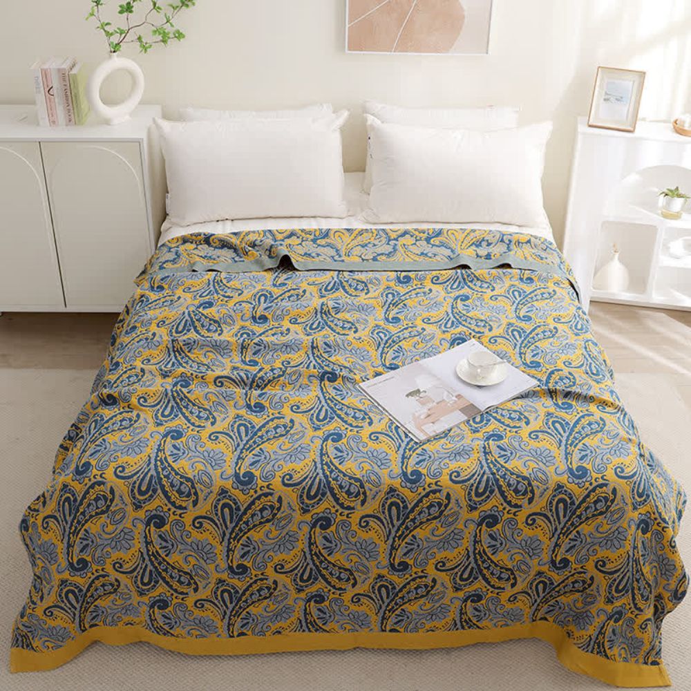 Skanto | Azure Golden Retro Bomullteppe