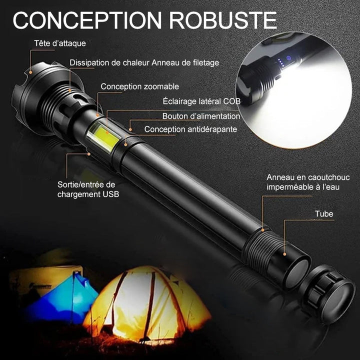 Taktisk oppladbar laser LED lommelykt | Skanto