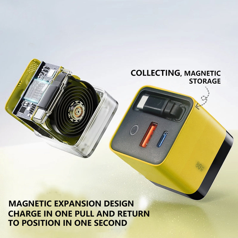 Skanto | 3 i 1 GaN-lader, skalerbar 80W MAX hurtiglader modul med Type-C-kabel og 2 USB-porter