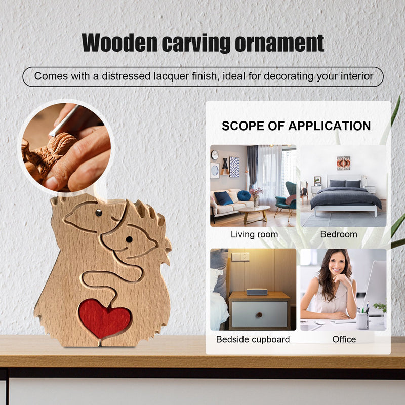 Norvo | Søtt dyrefamilie ornament, tre puslespill figur - 🎁Kjærlighetsgave