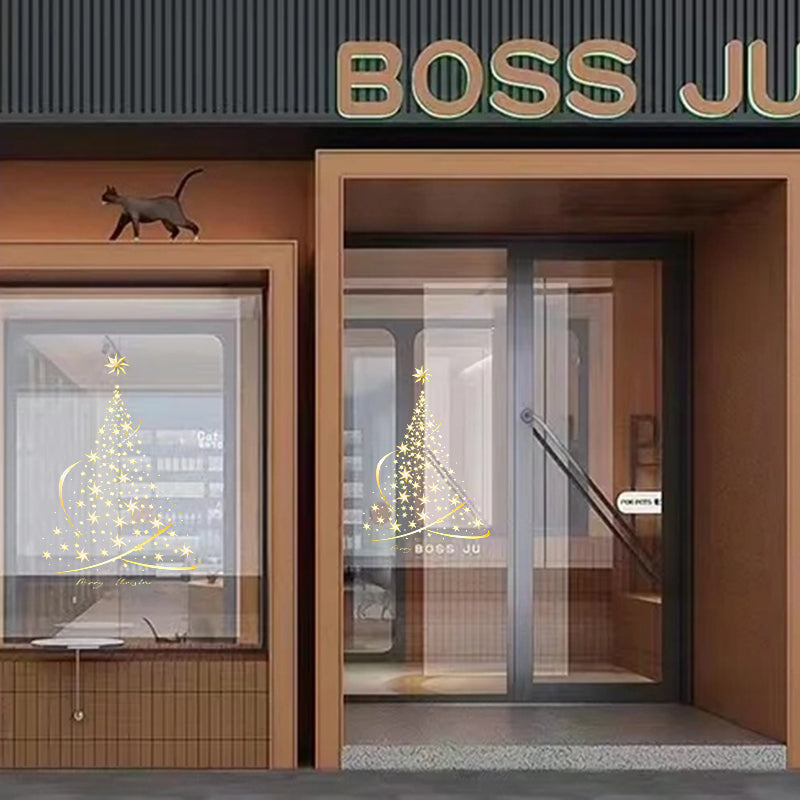 Skanto | Gyldne juletre vindusdekorasjoner klistremerker for glass