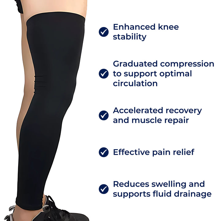 FlexiRelief | Full Leg Compression Sleeve – Knee Support – Graduert Trykk – Smertelindring – Gjenoppretting – Hevelse Reduksjon Skanto