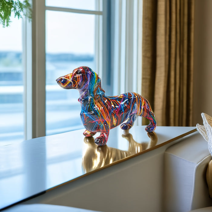 Norvo | Dachshund Delight – Fargerik Dachshund-skulptur for en Lekfull Atmosfære i Hjemmet