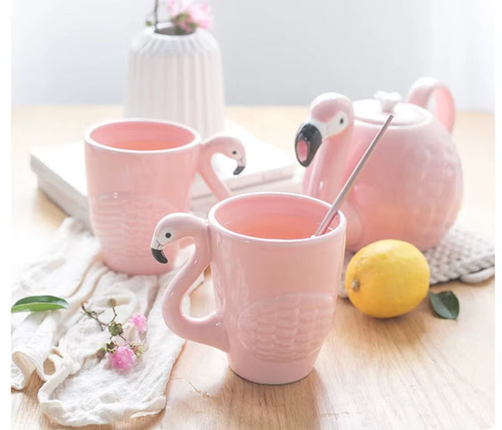 Skanto | Pink Flamingo Keramisk Te Sett