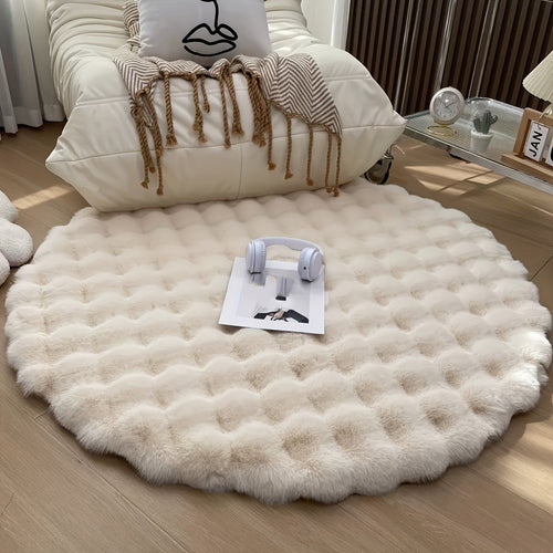 Rund fluffy teppe for stilige rom – Mykt teppe for stue og soverom | Skanto