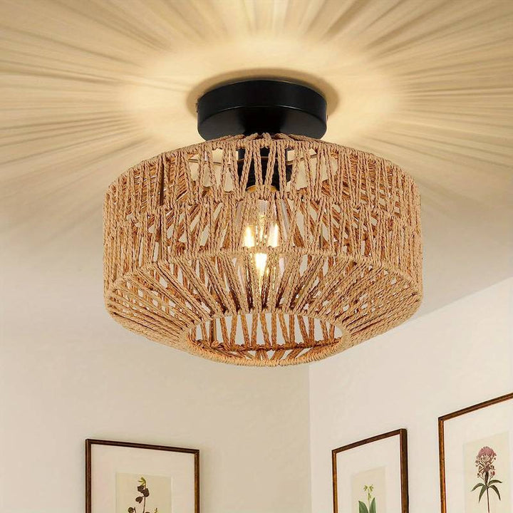 Skanto | WovenCap Taklampe - Boho Chic - Rustikk Eleganse - Moderne Allsidighet