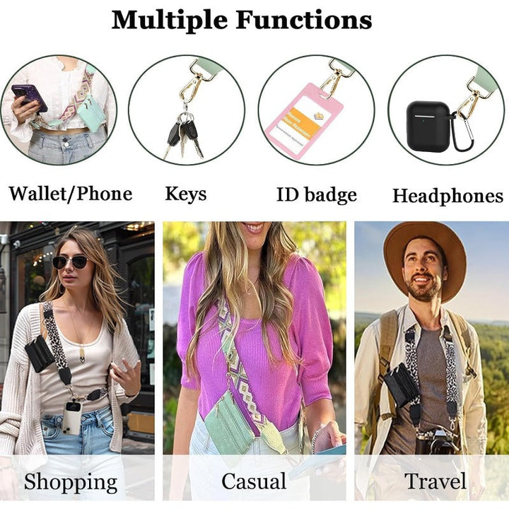 Skanto | Stilig Crossbody Telefon Lanyard med Avtakbar Mini Lommebok