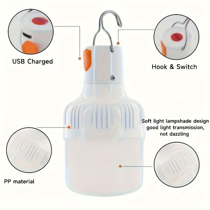 PowerGlow LED Lampe - Oppladbar USB Lampe med Litiumbatteri og ABS-hus | Skanto