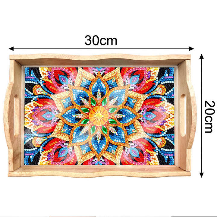 Skanto | DIY Diamant Maleri Trebrett Matbrett med Håndtak Stue Dekorasjon Mandala Trebrett Sett