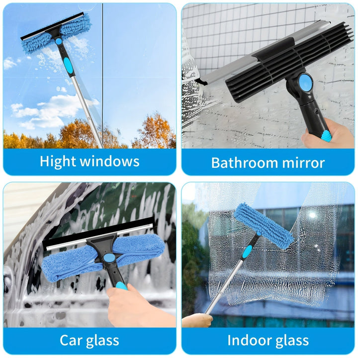 Skanto | Crystal Clear Vindu Cleaner – Profesjonelt 2-i-1 Teleskopisk Vindu og Glass Rengjøringssystem