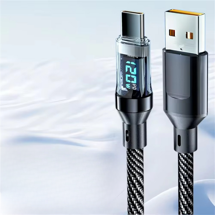 Skanto | SuperCharge 120W Type-C Hurtigladekabel med LED-skjerm