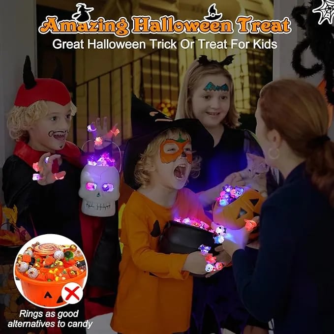 Skanto | LED Lyskilde Halloween Glødende Ring - Sett med 50stk