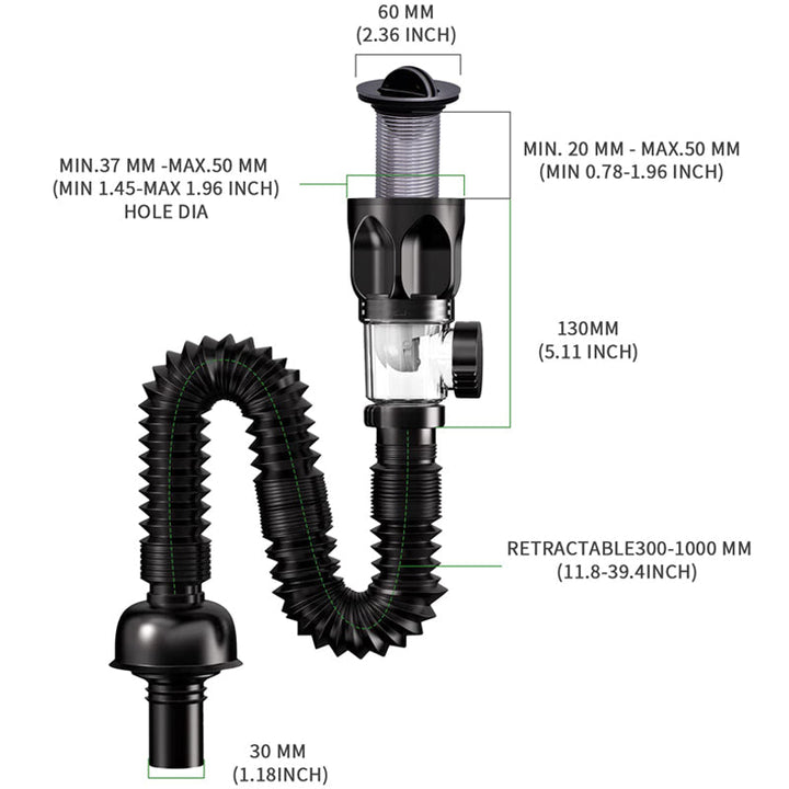 Fleksibel siphon avløpsrør | Skanto