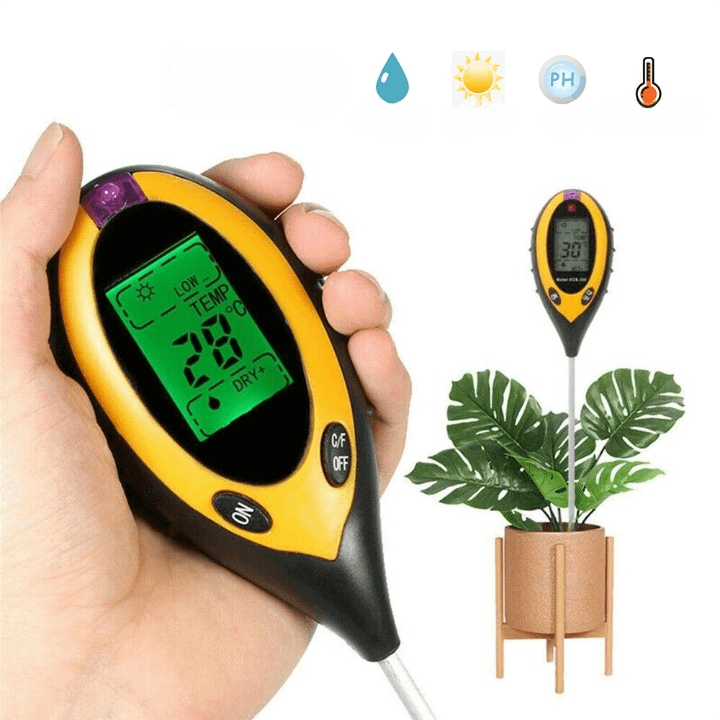 Skanto | 4-i-1 Jord Analyzer: pH, Fuktighet, Temperatur, Lys