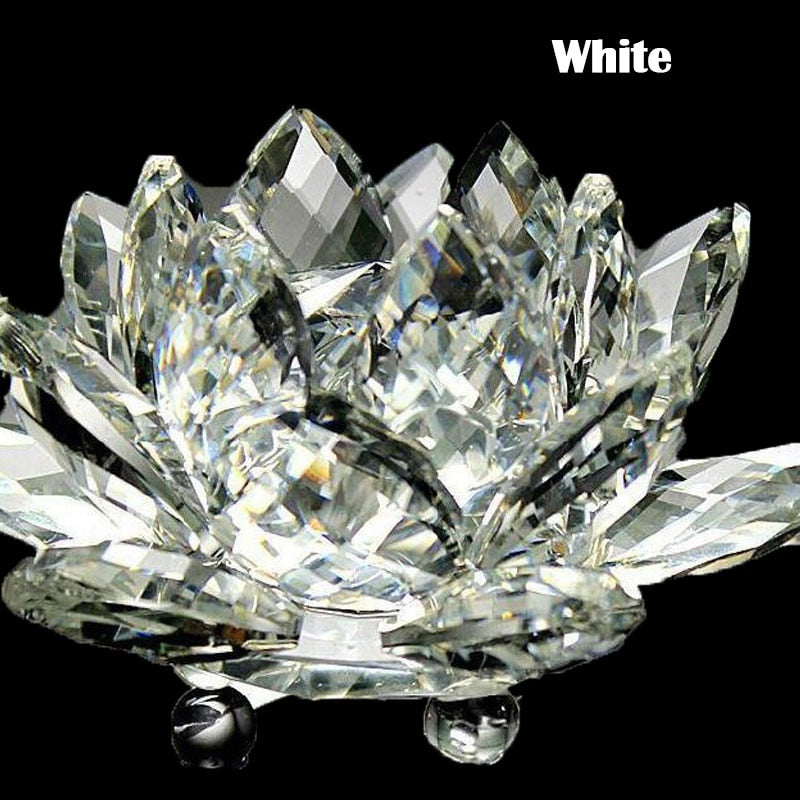 Skanto | 80Mm Kvarts Krystaller Lotusblomst Håndverk Glass Fengshui Ornamenter Helbredende Krystaller Hjem Fest Wicca Dekorasjon Yoga Gaver Suvenir