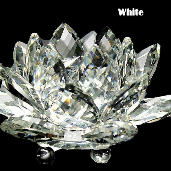 Skanto | 80Mm Kvarts Krystaller Lotusblomst Håndverk Glass Fengshui Ornamenter Helbredende Krystaller Hjem Fest Wicca Dekorasjon Yoga Gaver Suvenir