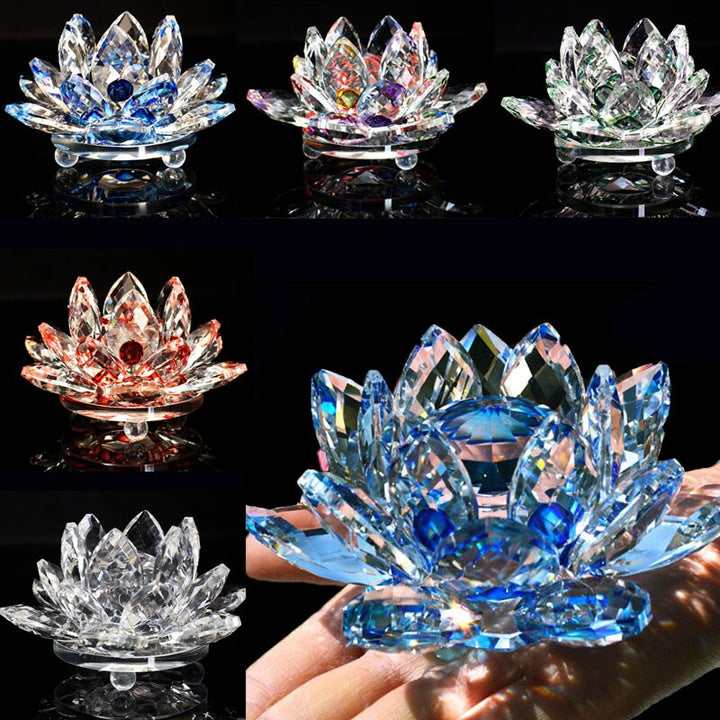 Skanto | 80Mm Kvarts Krystaller Lotusblomst Håndverk Glass Fengshui Ornamenter Helbredende Krystaller Hjem Fest Wicca Dekorasjon Yoga Gaver Suvenir