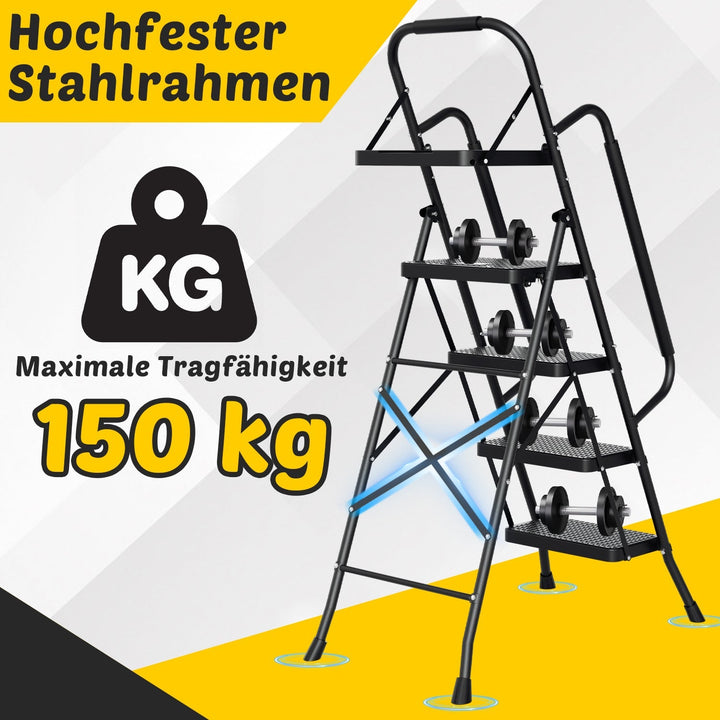 Foldebart stige 4 trinn/5 trinn med avtagbare armlener | Skanto