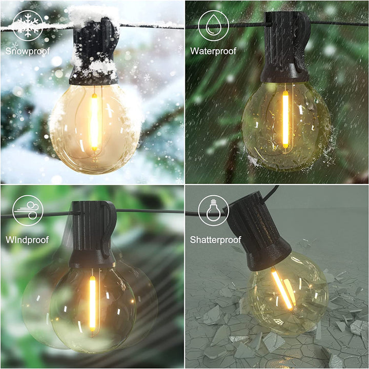 Skanto | Abeja 25Ft Led Utendørs Lyskæde - G40 Globe, 25 Shatterproof Pærer, Vanntett Svart Ledning