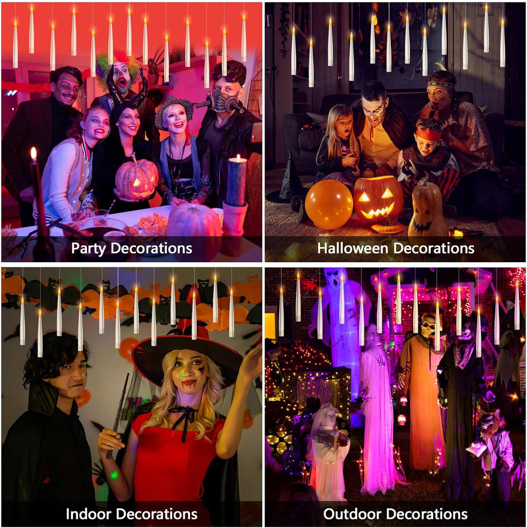 HALLOWEEN DEKORASJONSLYS - 20PCS FLYTENDE LYS MED STAVFJERNSTYRING - Skanto