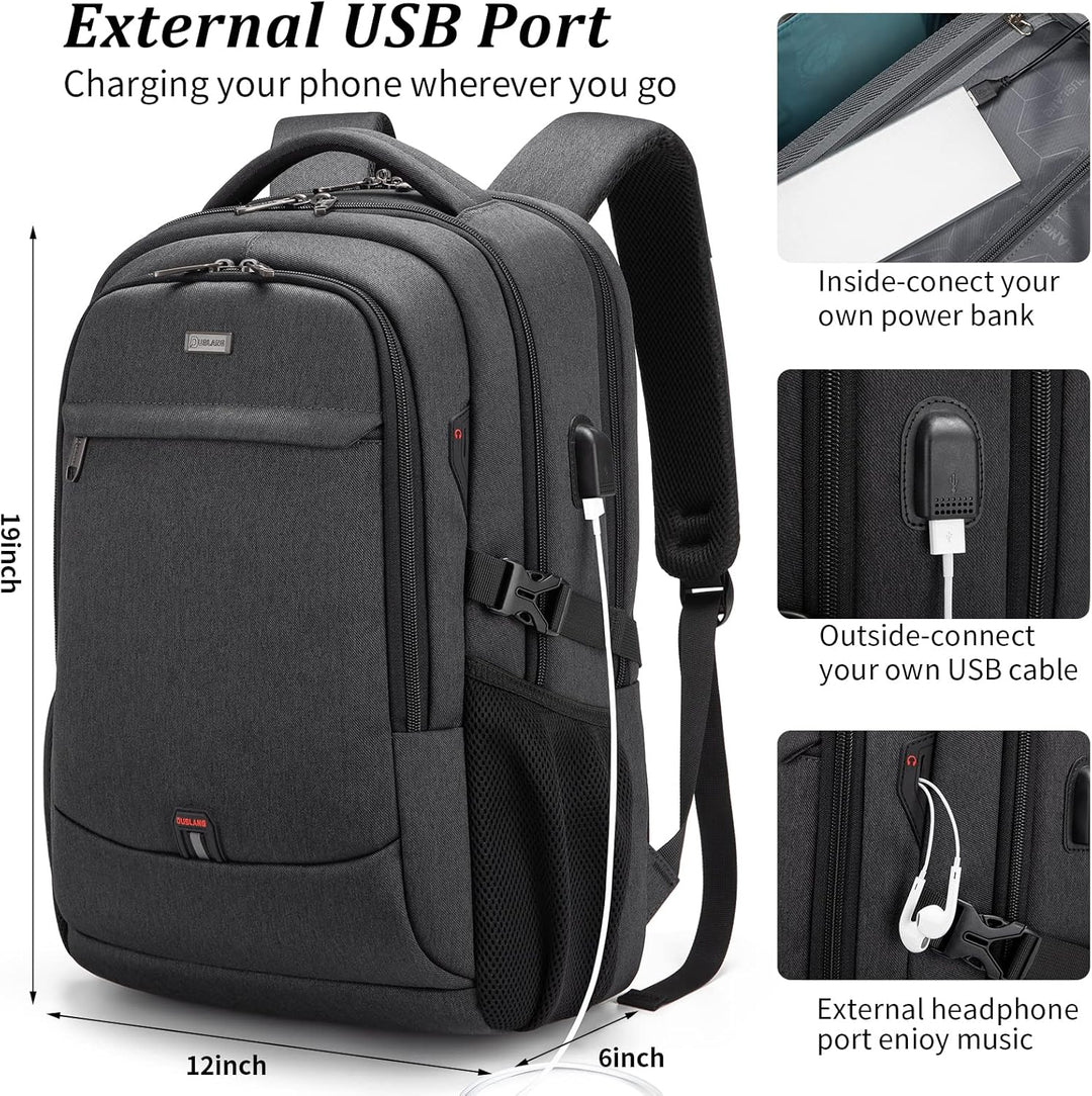 Vanntett reise laptop ryggsekk med USB-port og organisert lagring | Skanto