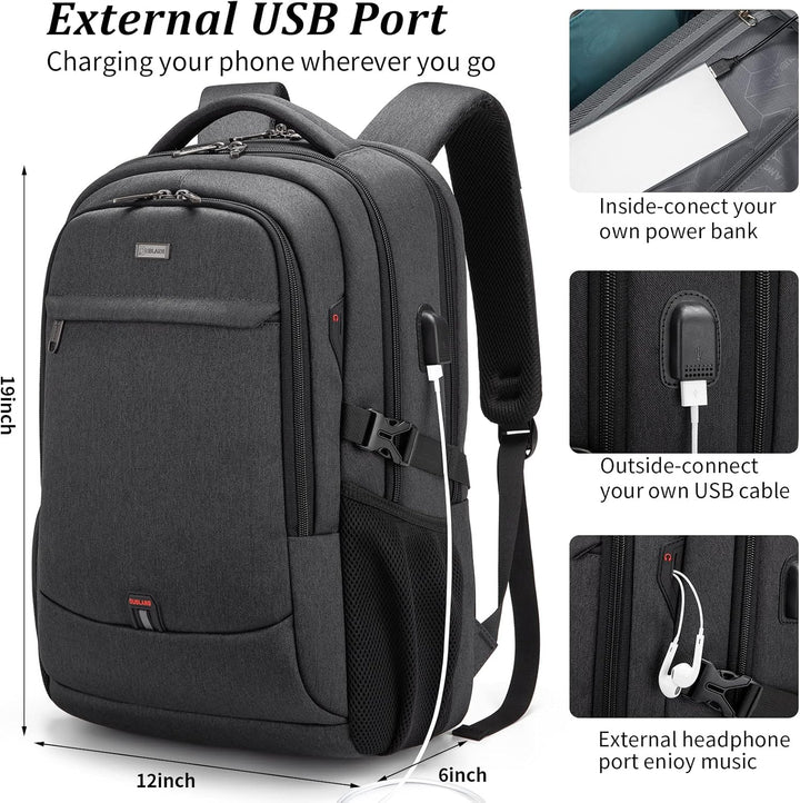 Vanntett reise laptop ryggsekk med USB-port og organisert lagring | Skanto