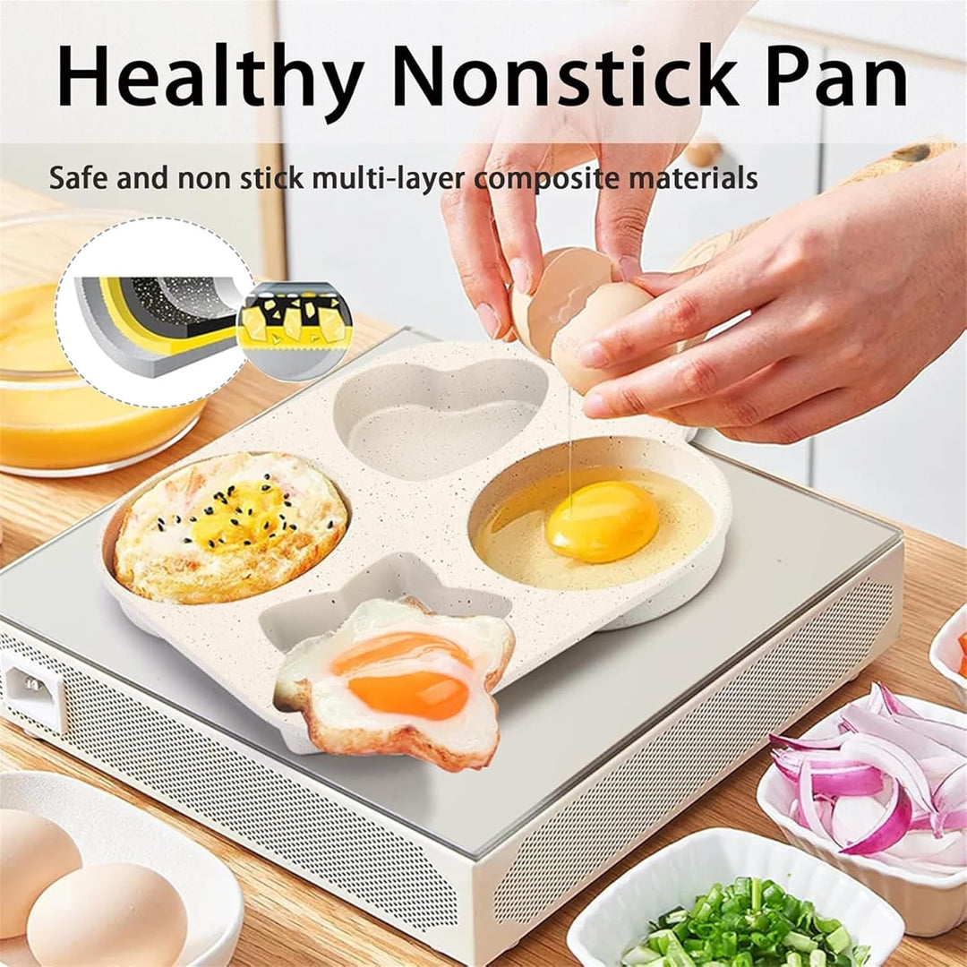 Skanto | 4-kopp Multifunksjonell Non-Stick Egg Stekepanne – Stjerneformet Design