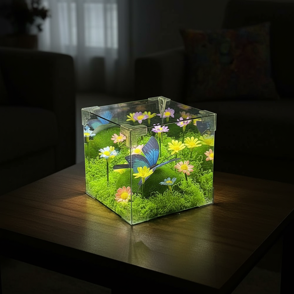 LED Sommerfugl Hage Kuben Nattlys Dekor | Skanto