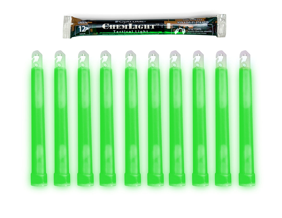Skanto | Cyalume Militærklasse Grønn Glow Sticks - Premium Lyssterk 6” Chemlight Nød Glow Sticks Med 12 Timer Varighet (Storkjøp Av 10 Chem Lights)