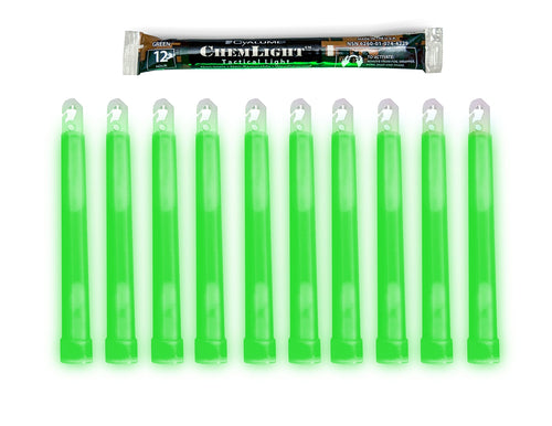 Skanto | Cyalume Militærklasse Grønn Glow Sticks - Premium Lyssterk 6” Chemlight Nød Glow Sticks Med 12 Timer Varighet (Storkjøp Av 10 Chem Lights)