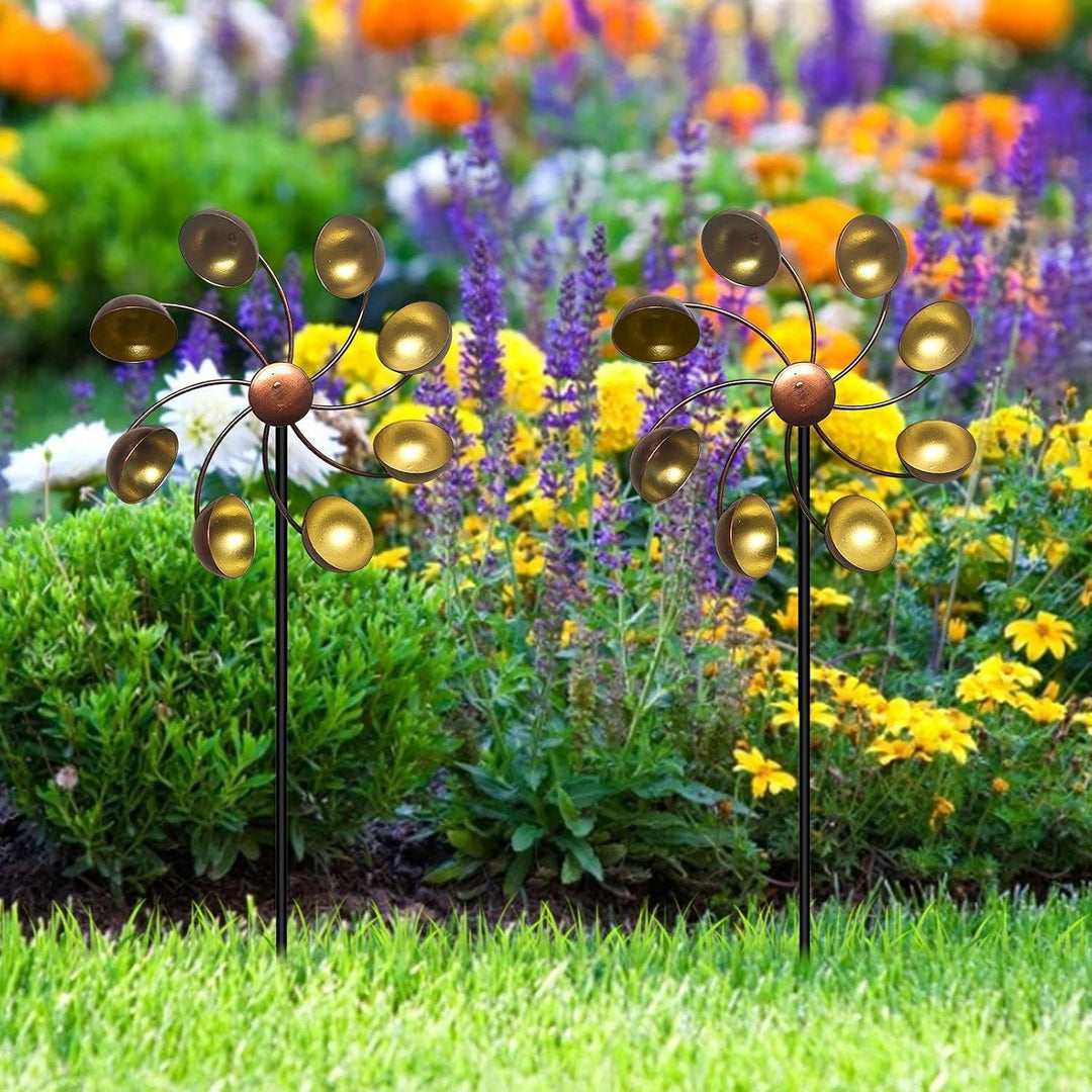 Skanto | Dekorativ Hagevindmølle med Metallblomster – Fargerik Vindklokke for Utendørs Bruk