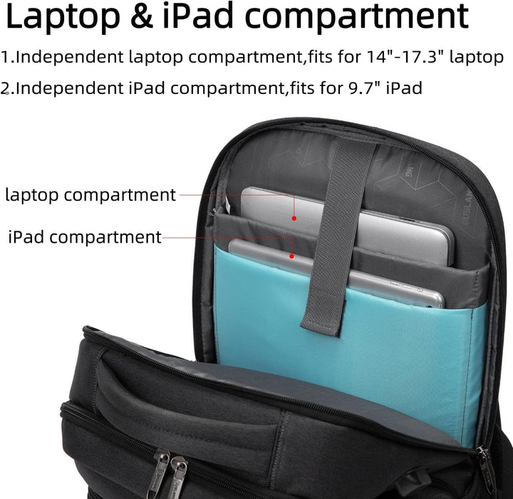 Vanntett reise laptop ryggsekk med USB-port og organisert lagring | Skanto