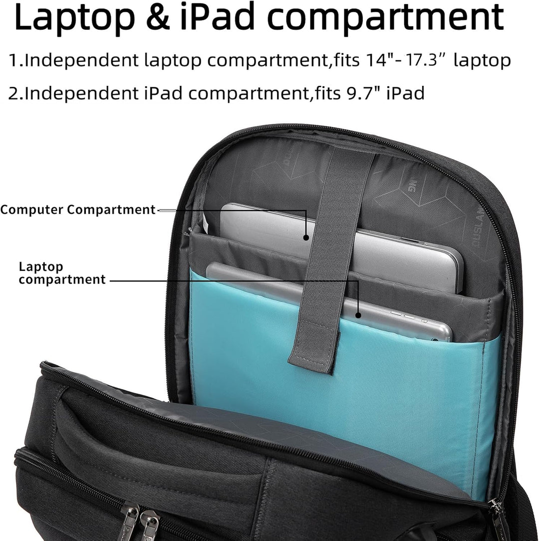 Vanntett reise laptop ryggsekk med USB-port og organisert lagring | Skanto