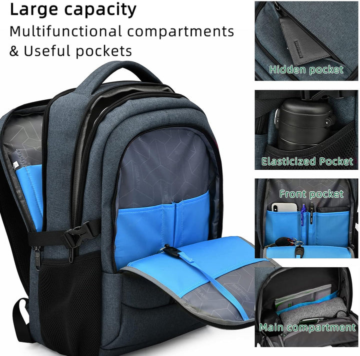 Vanntett reise laptop ryggsekk med USB-port og organisert lagring | Skanto