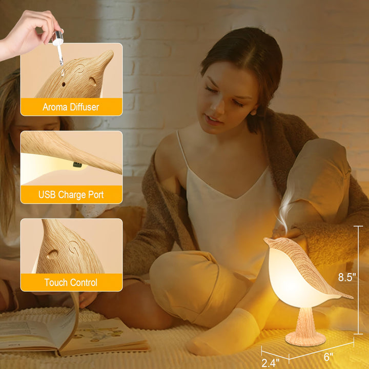Norvo | Vquand 2 Pakke Fugle Skrivebordslampe - Oppladbar Barne Nattlampe Med Berøringssensor & 3 Fargemodi