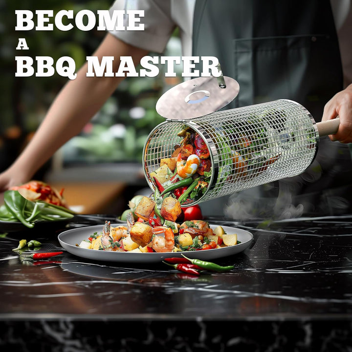 Skanto | Premium Grill Baskets | Rustfritt Stål BBQ Verktøy for Utendørs Matlaging