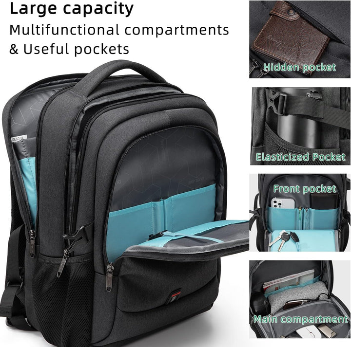 Vanntett reise laptop ryggsekk med USB-port og organisert lagring | Skanto