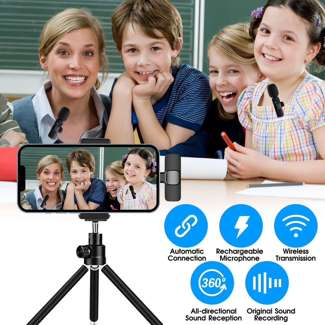 2-Pack trådløs mikrofon for iPhone iPad Skanto