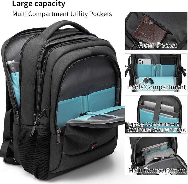 Vanntett reise laptop ryggsekk med USB-port og organisert lagring | Skanto