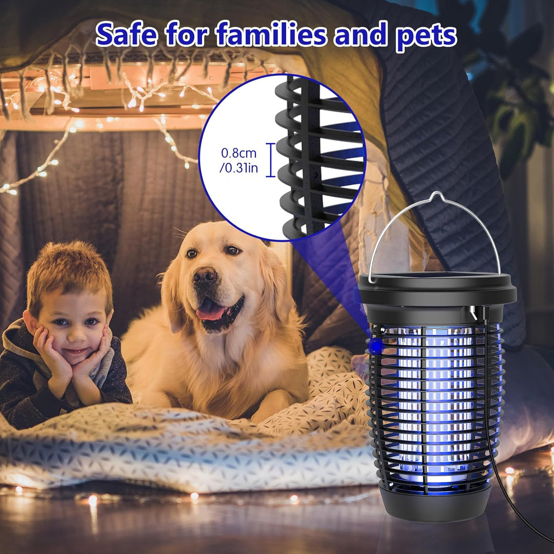 Skanto | Solar Bug Zapper 2-i-1 Myggdreper Lampe – 4500V Innendørs & Utendørs Fluefelle