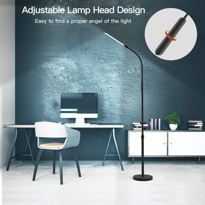 Skanto | Nxone Justerbar Led Gulvlampe, Svart, Moderne Leselys Med 4 Farger & Stegløs Lysstyrke