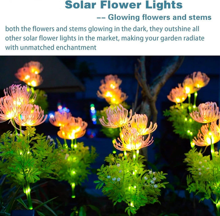 Solcelledrevet blomsterbelysning for utendørs bruk – 2-pakning med LED-hagebelysning